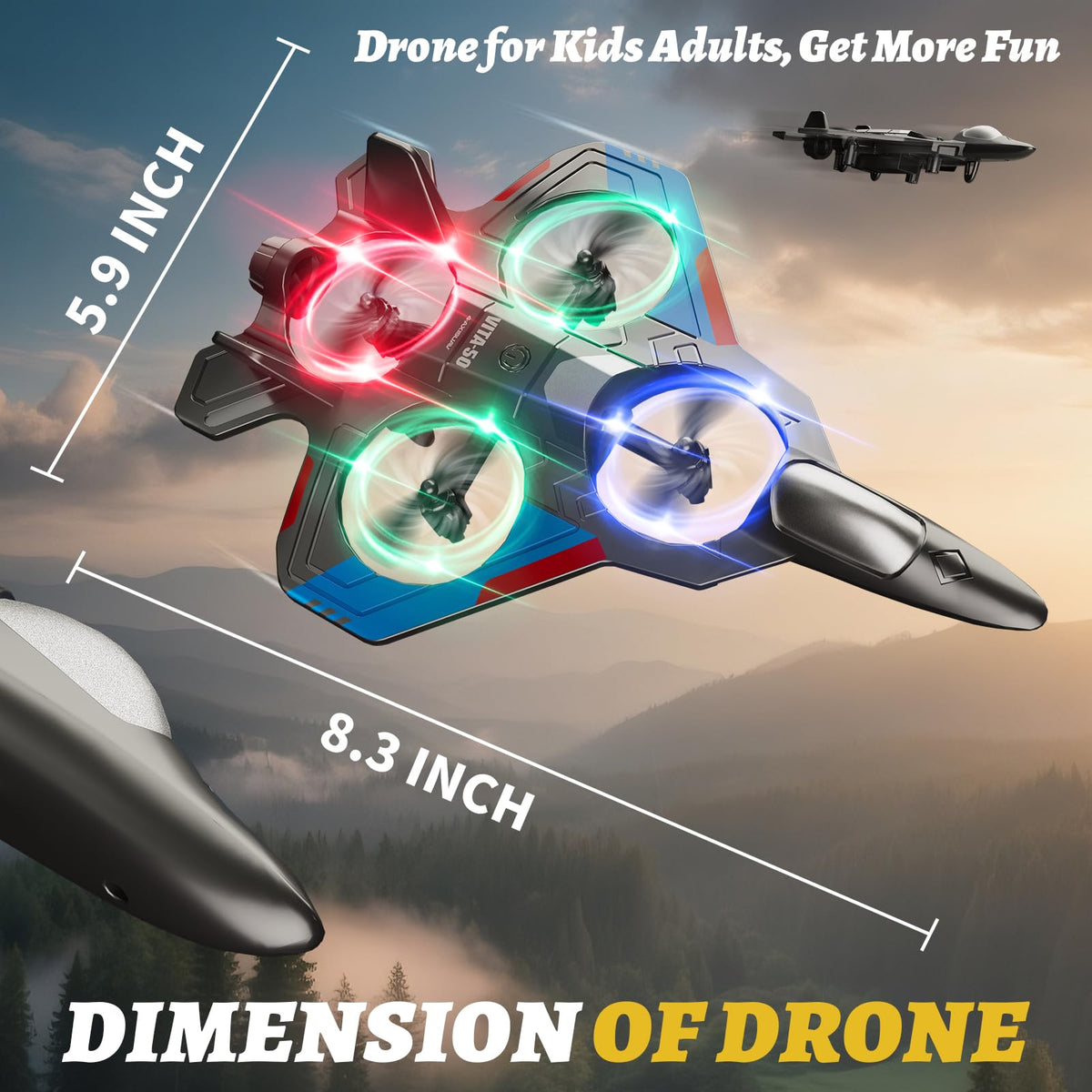 RC Planes Remote Control Airplanes Drones for Kids Adults,Black,3Batteries
