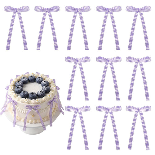 30 Pack Bow Cake Toppers Black Ribbon Bows for Cake Halloween Party Decor