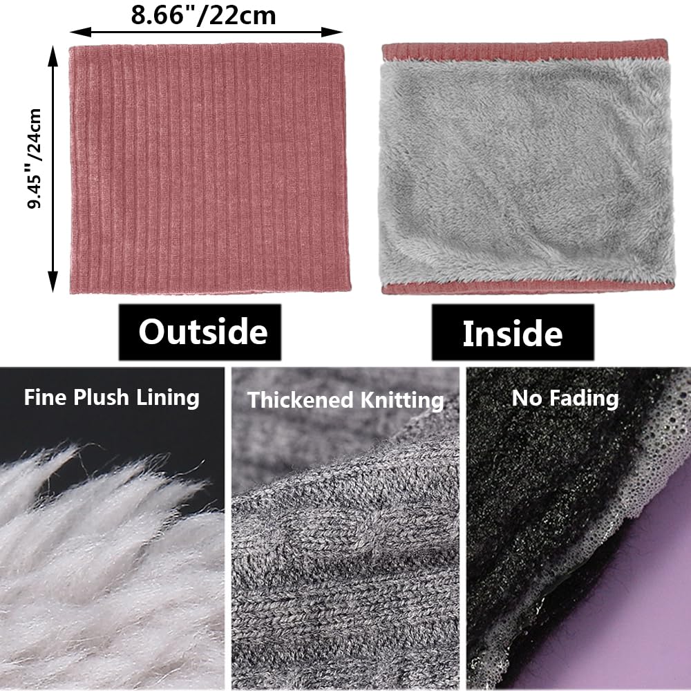 ehsbuy Fleece Neck Warmer Thermal Snoods Unisex Thick Winter Cold Weather Knitted Circle Scarf for Cycling Motocycle Sports