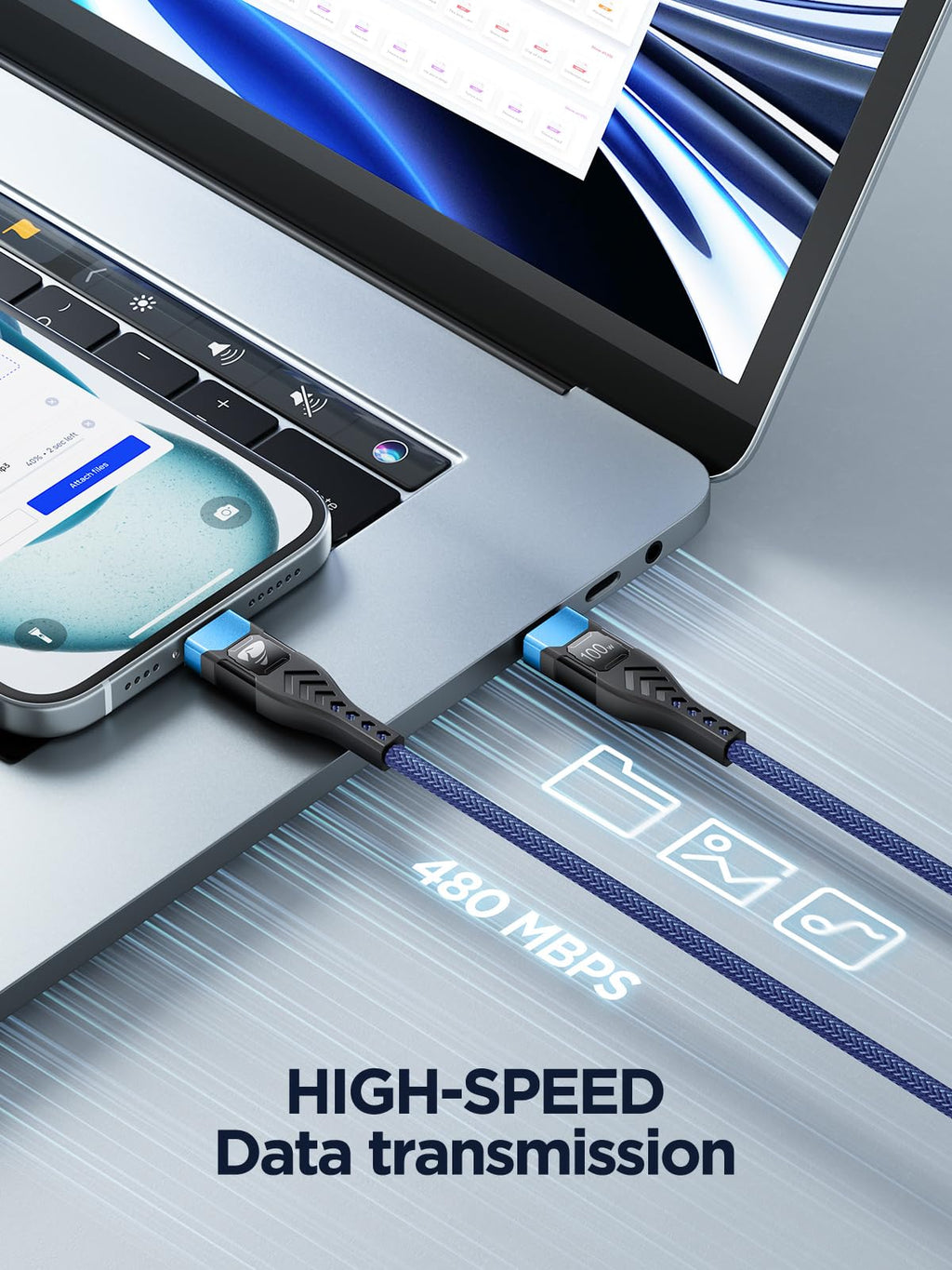 100W USB C to USB C, Fast Charging Cable 3M Long Type C Cable C to C Charger Fast Charg Lead Usbc to Usbc for iPhone 16 15 Pro Max Plus MacBook iPad Pro/Air Samsung Galaxy S23/S22/S21 Google Pixel