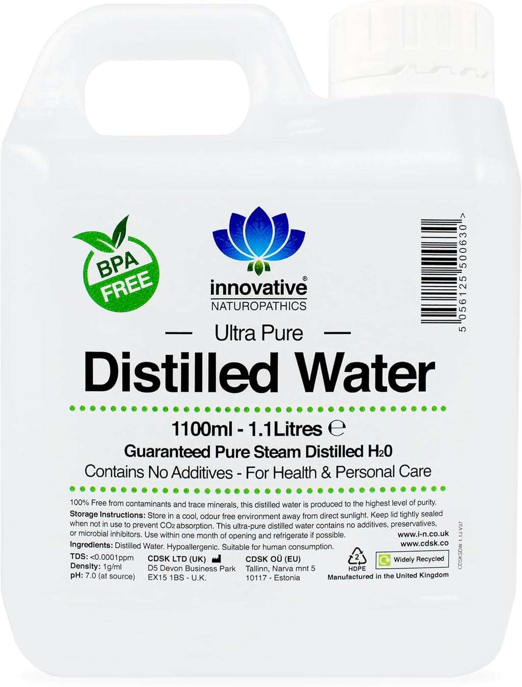 Distilled Water - 100% Pure Steam Distilled H2O - 1100ml (8)