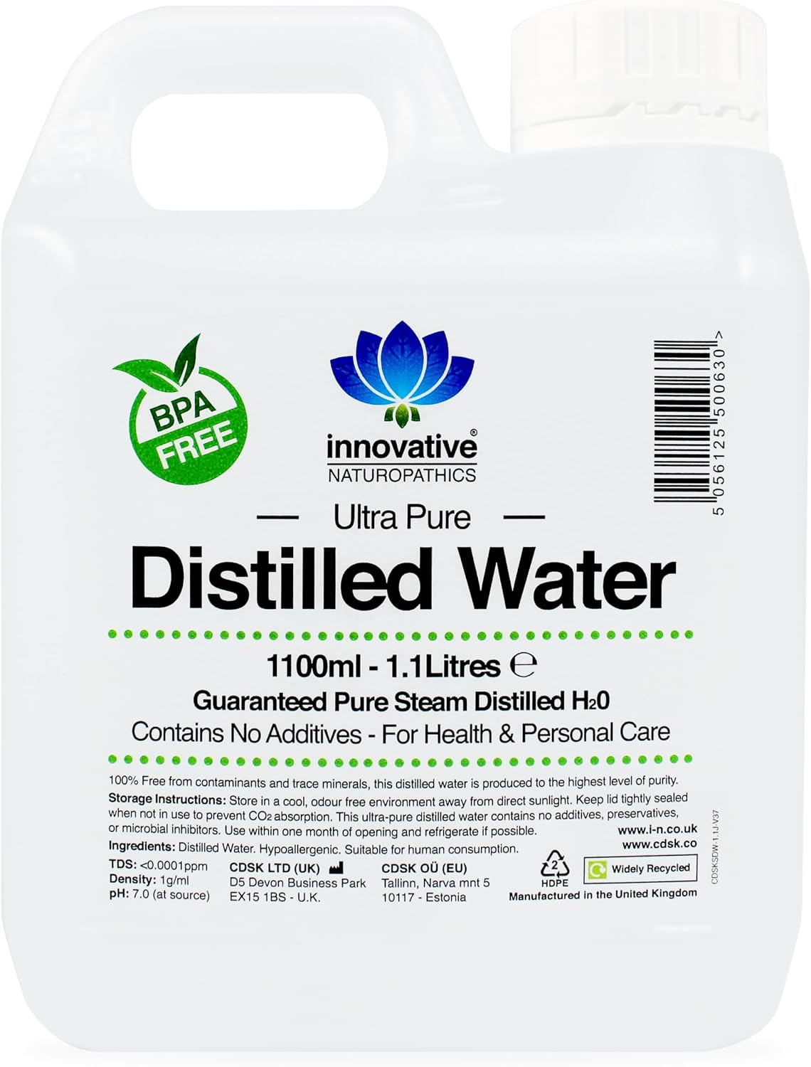 Distilled Water - 100% Pure Steam Distilled H2O - 1100ml (8)