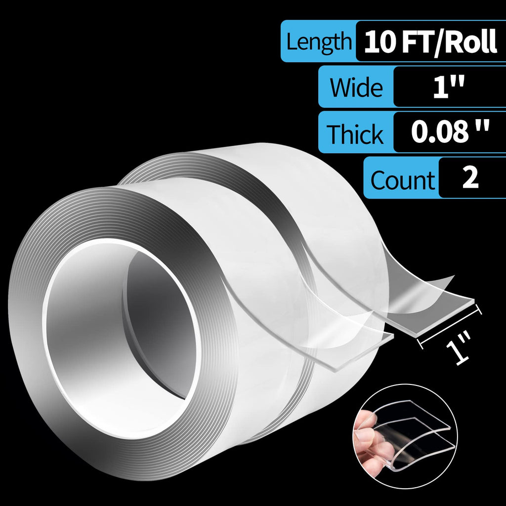 Art3d Double-Sided Tape Heavy Duty (10FT) Mounting Tape, Multipurpose Removable Adhesive Foam Tape, Reusable Transparent Tape for Paste Items, Household