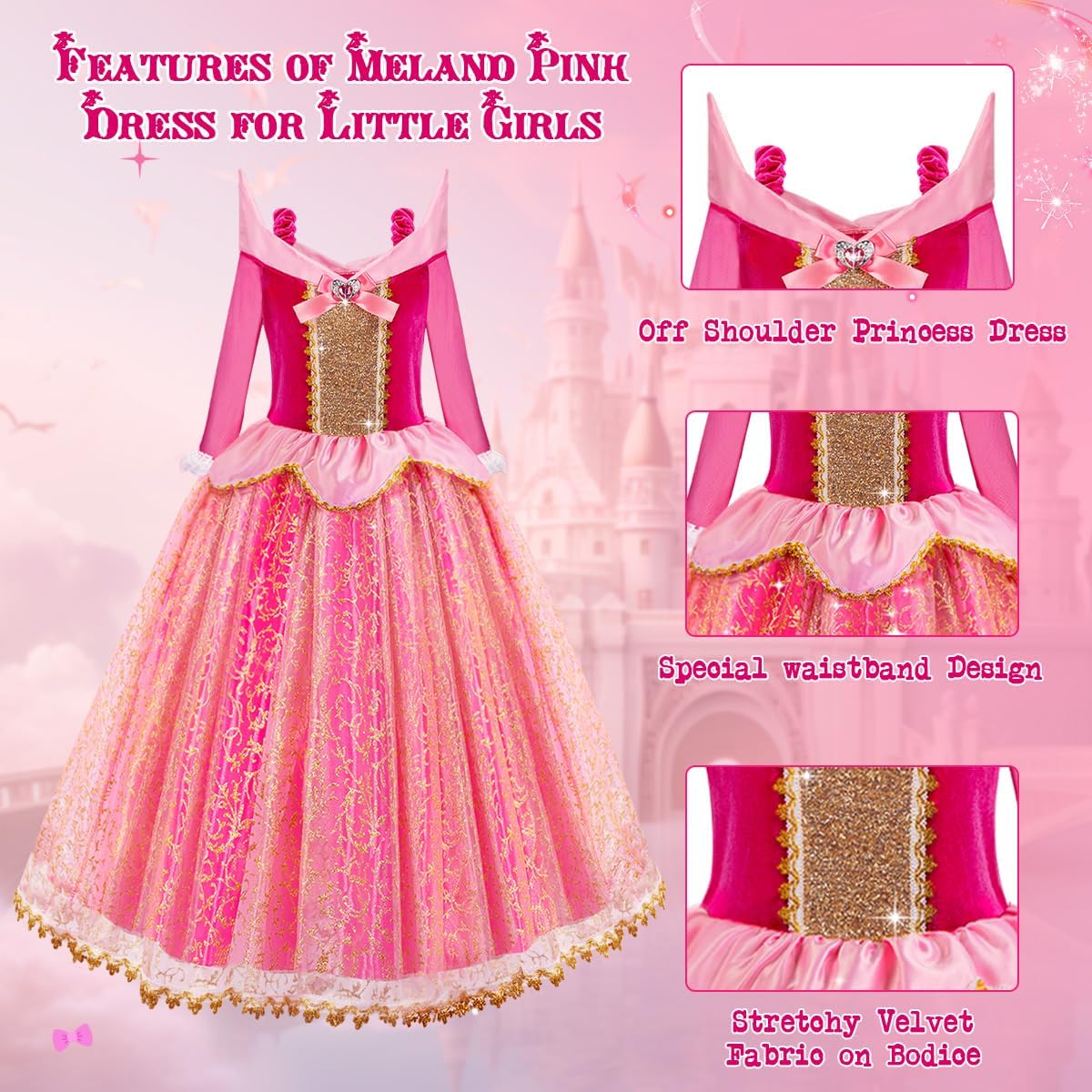 Meland Light Up Princess Dress for Girls Ages 3-10, Halloween Costume Party