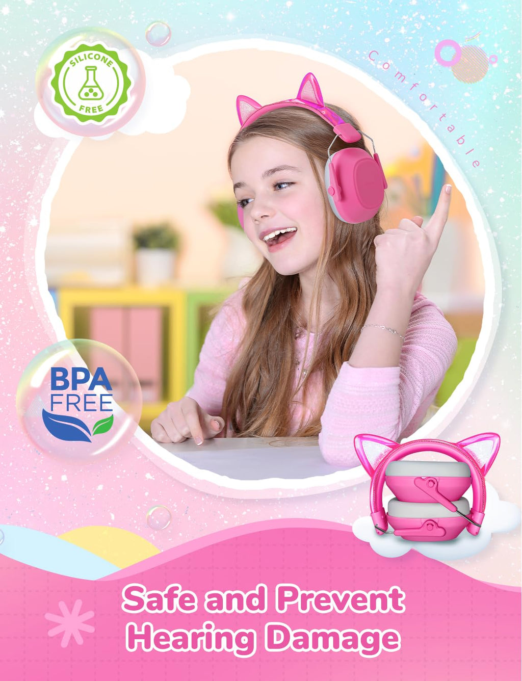 iClever EM01 Ear Defenders Children SNR 29dB for Autism&Concentration Aid