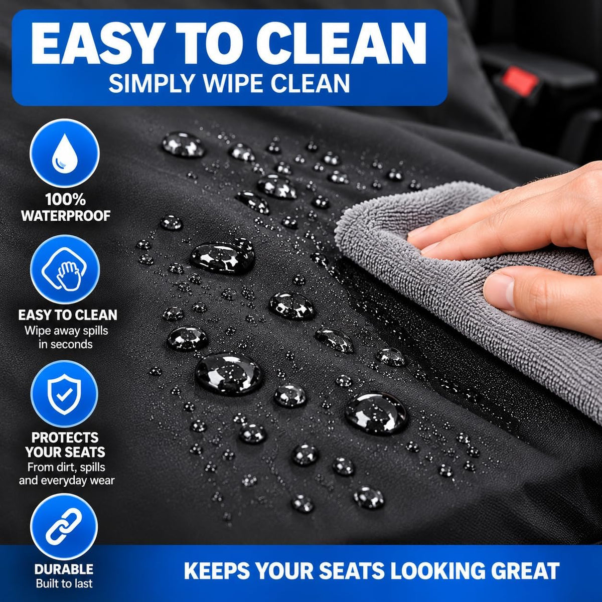BLKWPSPFP920 Heavy Duty Black Waterproof Car Seat Covers/Protectors - 2 x Fronts