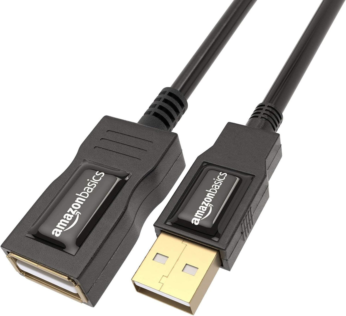 Amazon Basics USB Extension Cable 2.0 A-Male to A-Female, 1 m, Black