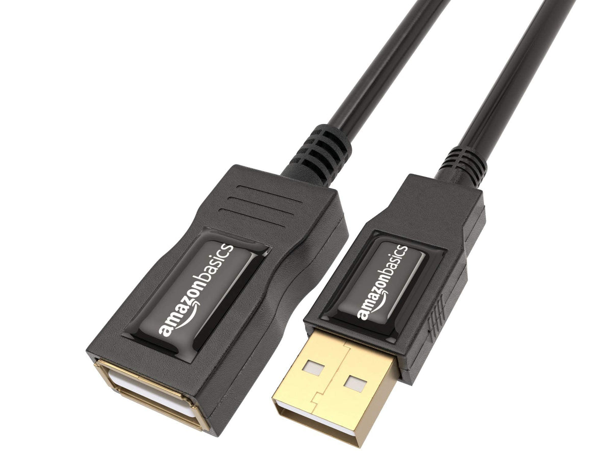 Amazon Basics USB Extension Cable 2.0 A-Male to A-Female, 1 m, Black