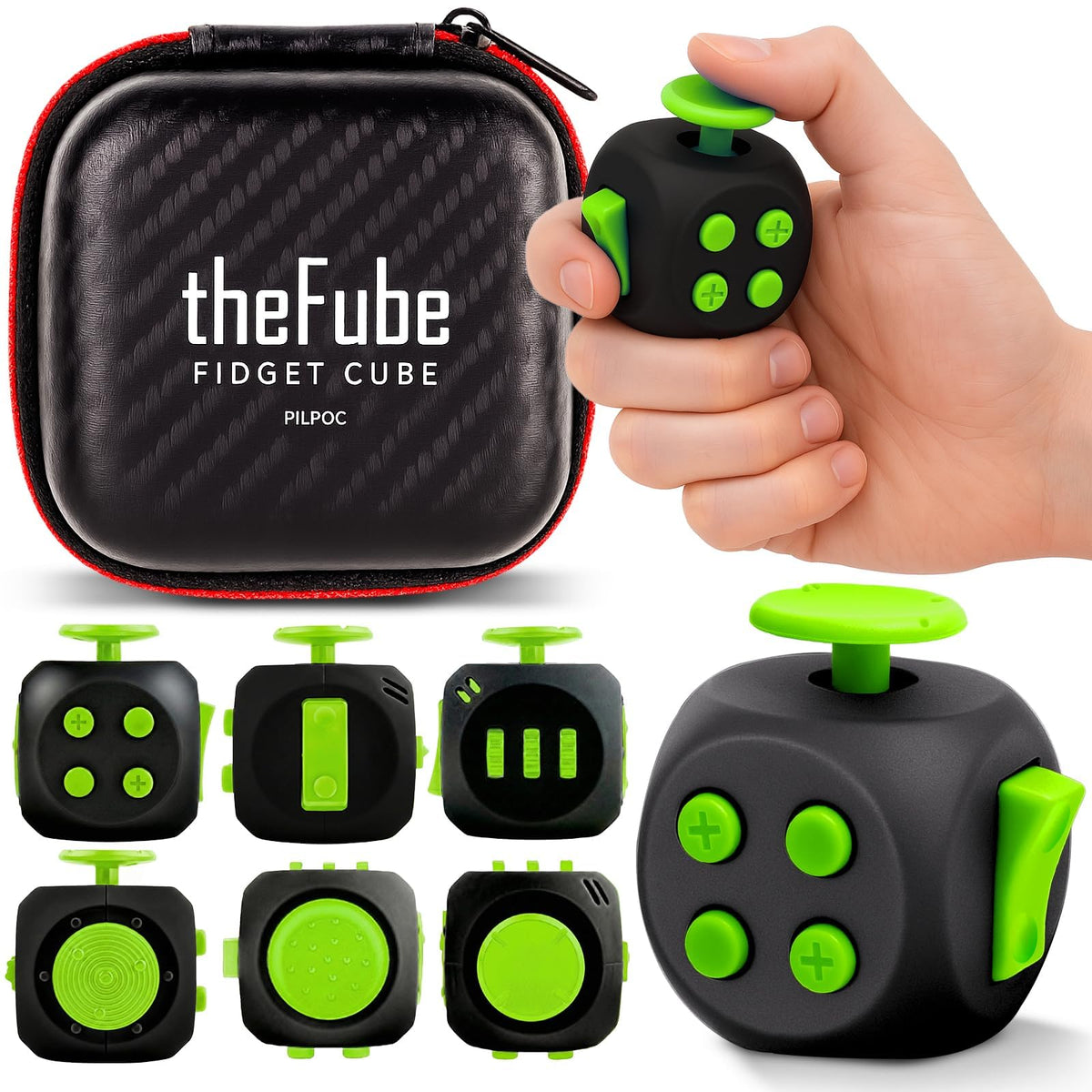 PILPOC theFube Fidget Cube Handy Anxiety Toys for Kids and Adults (Black)