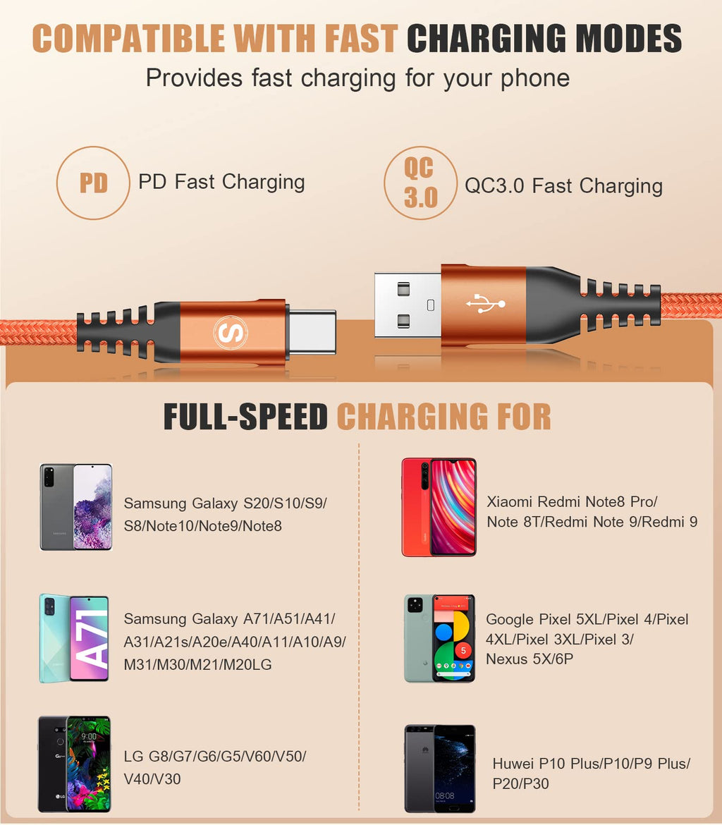 2-Pack 2M USB C Cable 3.1A Fast Car Charger Cable Compatible for iPhone 17 air 16 15 Plus Pro Max, Samsung Flip/Fold 7 6 5 4 3 S26 S25 S24 S10 S20 S21 S22 S23 A16/15/14/13/12 A35/A34 A56/55/54, Pixel