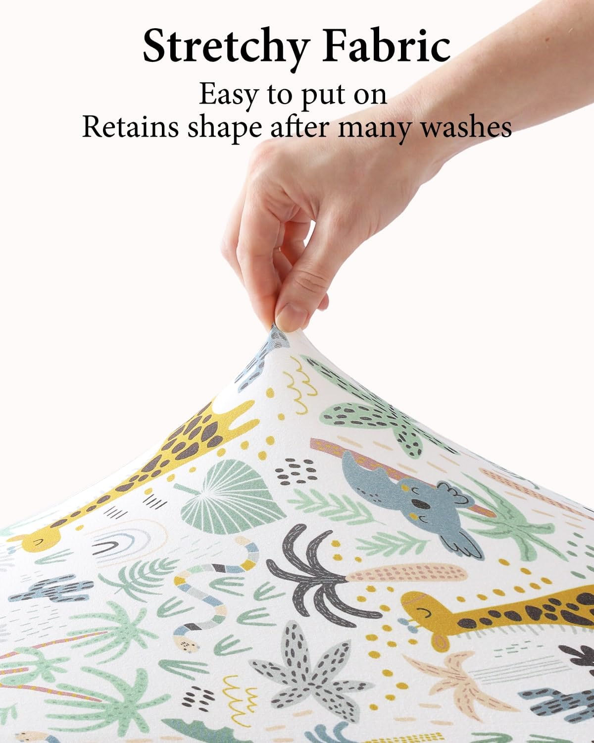 Yoofoss Travel Cot Fitted Sheets 65 x 95 cm, Compatible with Graco, Red Kite, Joie, Deryan Cots, Cozy Breathable Stretchy Microfiber Mattress Sheet, 2 Pack, Green Giraffes