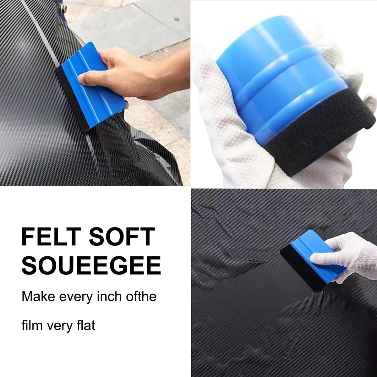 JOYVOX 7 Pcs Car Vinyl Wrap Tool Kit, Wallpaper Smoothing Tool Kit, Window Tint Application Kit with Squeegee, Felt Edge, Cutter, and Gloves for Car Wrapping, Wallpaper, and Window Film