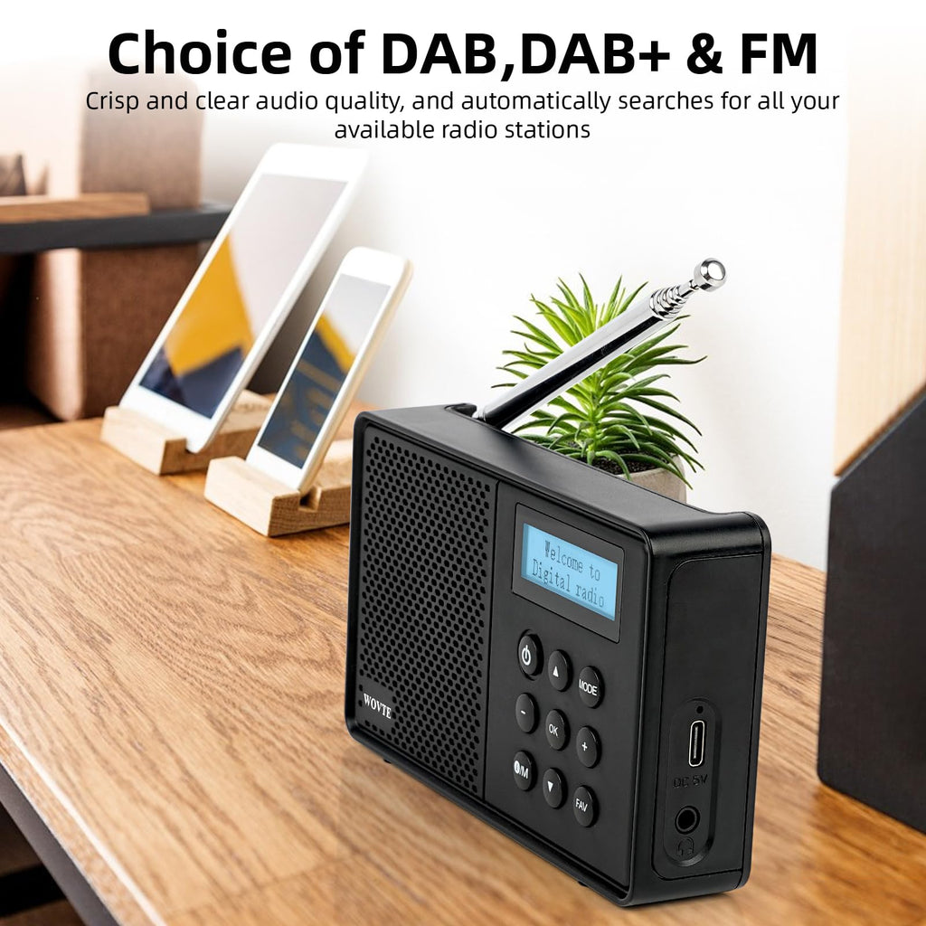 WOVTE Portable DAB/DAB+/FM Digital Colour Display Radio