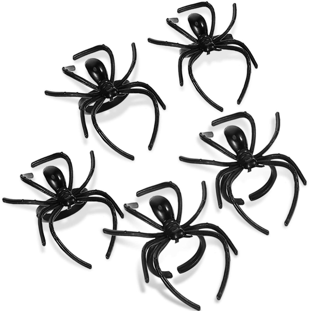 Boao 120 Pcs Halloween Spider Rings for Kids, Black, Purple, Orange, Green
