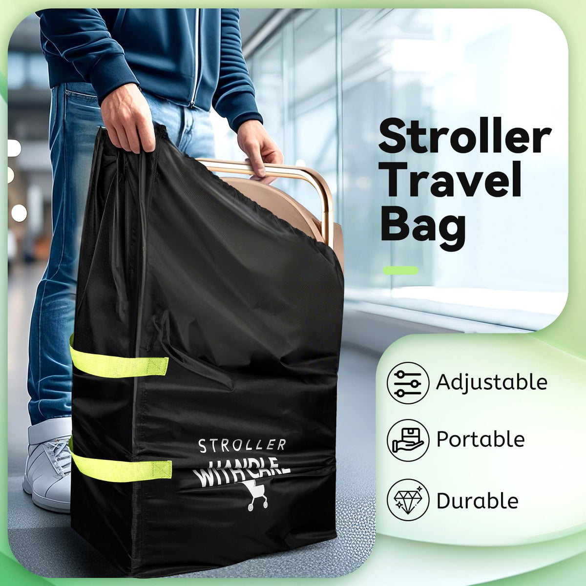 Pram Bag for Airplane, Baby Travel Essentials, Stroller Bag 119H*61W*38D cm