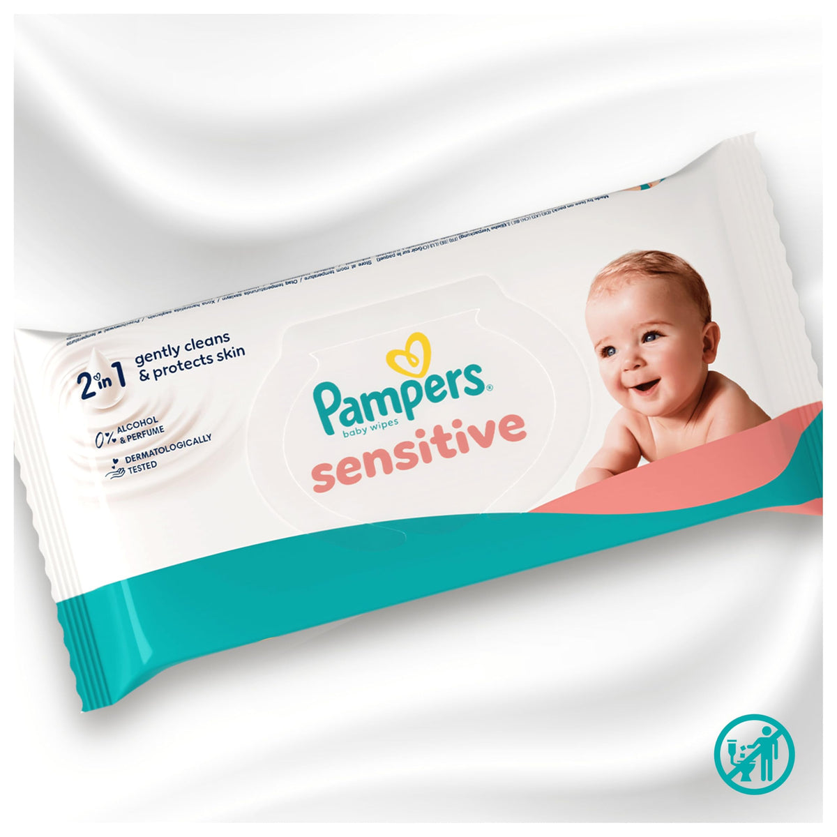 Pampers Sensitive Baby Wipes 24 Packs of 52 Wipes = 1248 Baby Wet Wipes, 2 in 1 Gently Cleans & Protects, 0% plastic in wipes