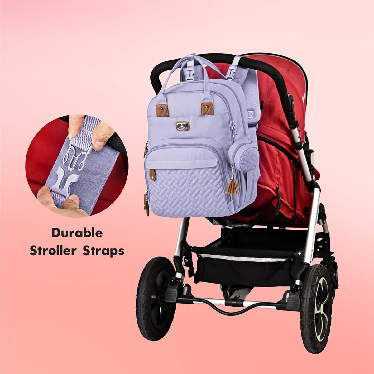 Dikaslon Baby Changing Bag Backpack, Large Nappy Back Pack Multifunction Baby Bags with Portable Changing Mat, Pacifier Holder, and Stroller Straps, for Mom and Dad