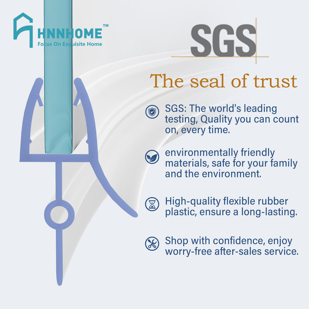 HNNHOME Rubber Plastic Bath Shower Screen Seal Strip for 4-6mm Glass Door Up to 22mm Gap (Straight)