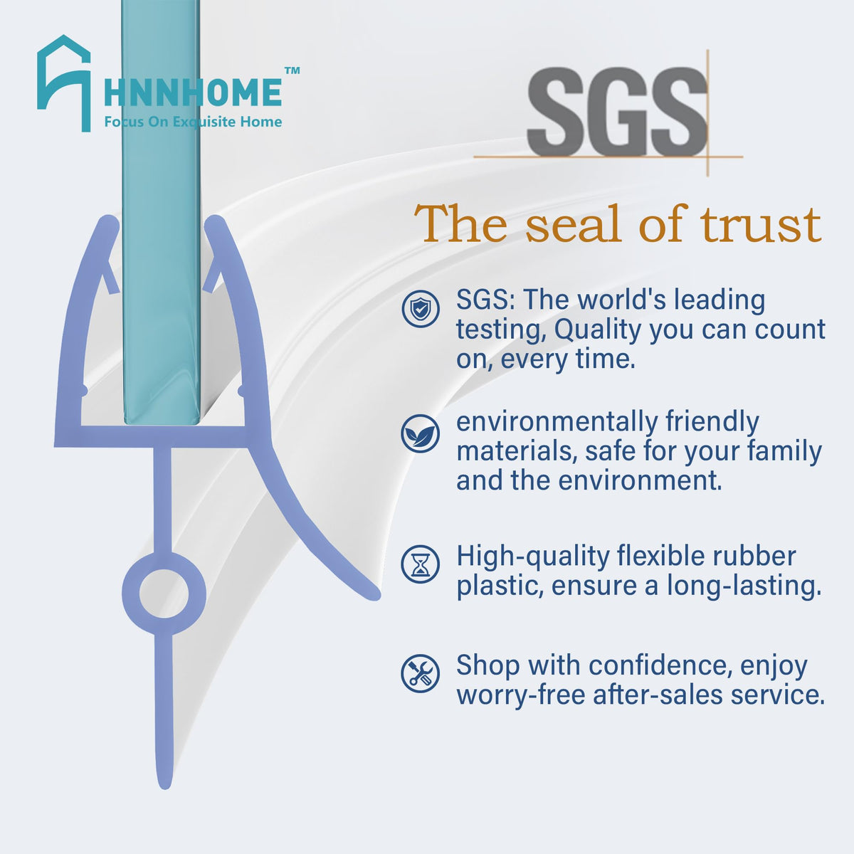 HNNHOME Rubber Plastic Bath Shower Screen Seal Strip for 4-6mm Glass Door Up to 22mm Gap (Straight)