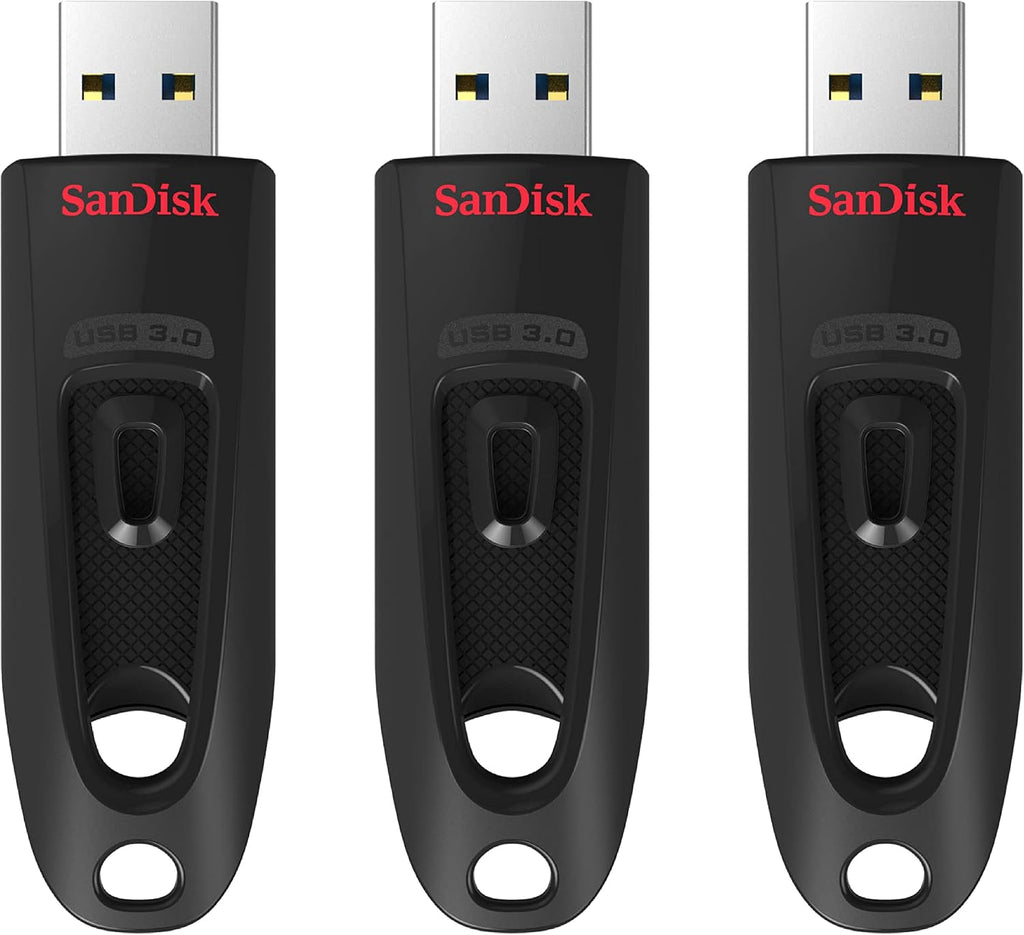 SanDisk 32GB Ultra USB 3.0 Flash Drive, USB stick, memory stick with transfer speeds up to 130MB/s, Password protection, RescuePRO Deluxe software for data recovery, Triple Pack, Black