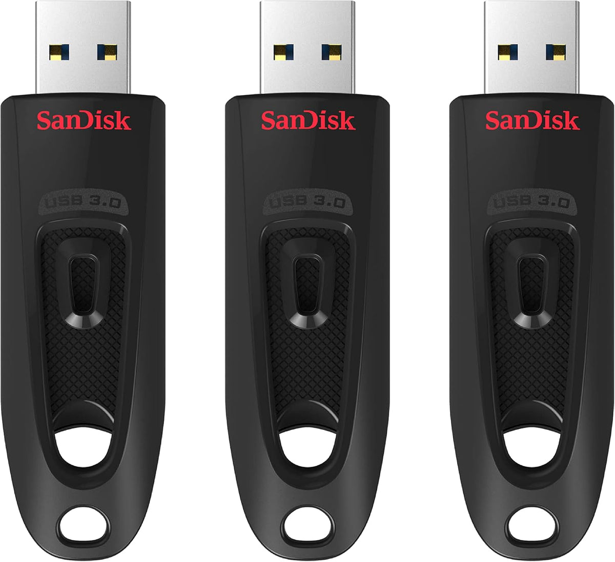 SanDisk 32GB Ultra USB 3.0 Flash Drive, USB stick, memory stick with transfer speeds up to 130MB/s, Password protection, RescuePRO Deluxe software for data recovery, Triple Pack, Black