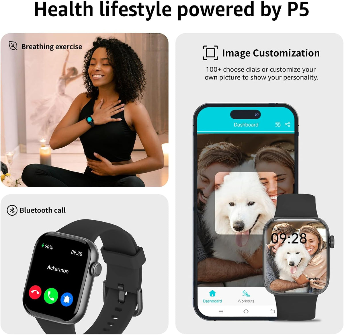 AcclaFit Smart Watch for Men Women Answer/Make Call, 1.85" Smartwatch, Fitness Watch with Heart Rate Blood Pressure Sleep Monitor, IP68 Waterproof Step Counter Compatible with Android IOS Orange