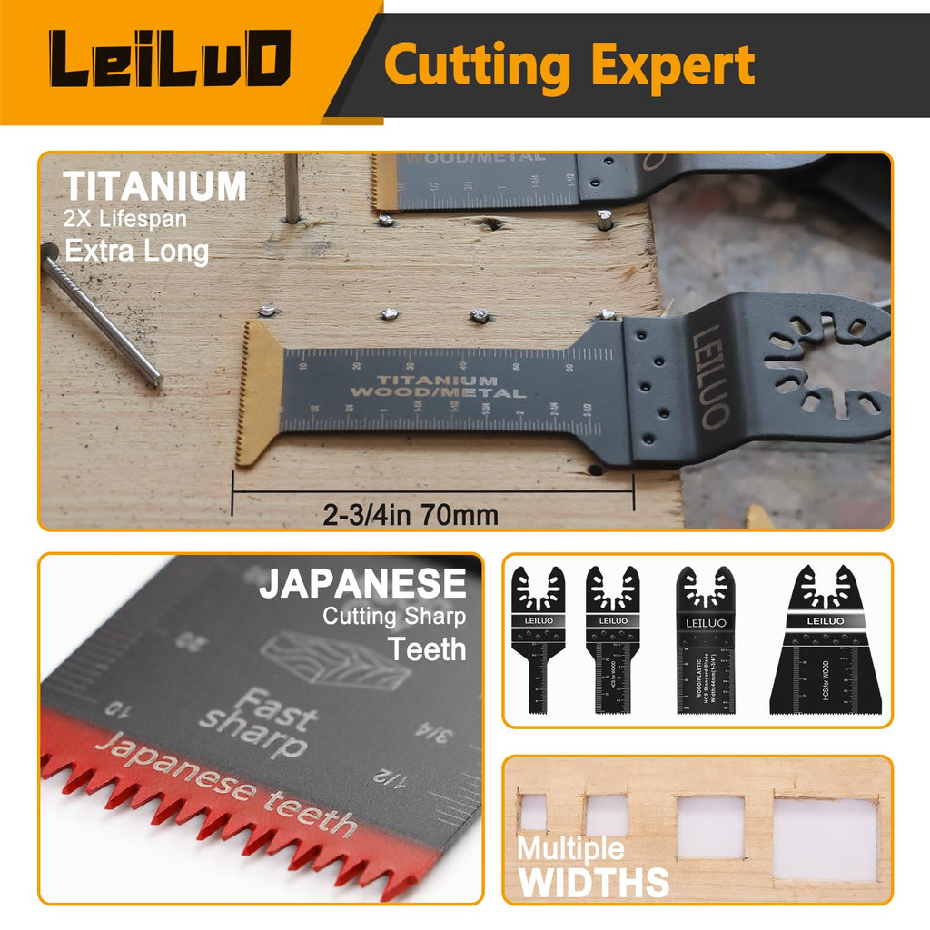 LEILUO 32Pcs Oscillating Tool Blades Wood Metal Multitool Blades Set