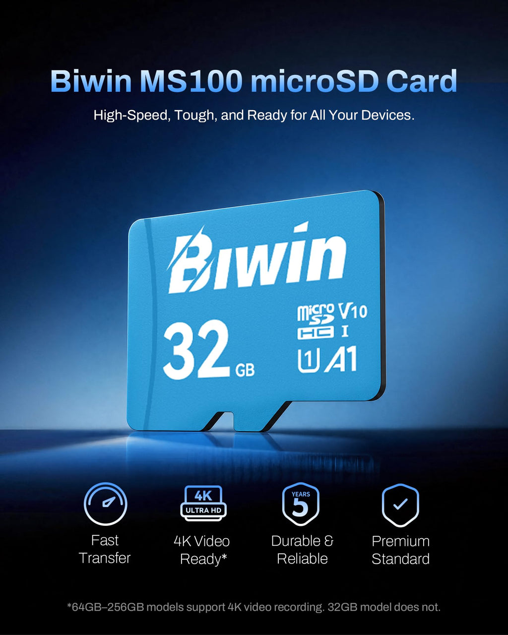 Biwin MS210 Micro SDXC SD Memory Card 512GB, Up to 210 MB/s, UHS-I V30 4K UHD A2 U3 SD Card for Digital Camera, Smartphones, Action Cams, Drones