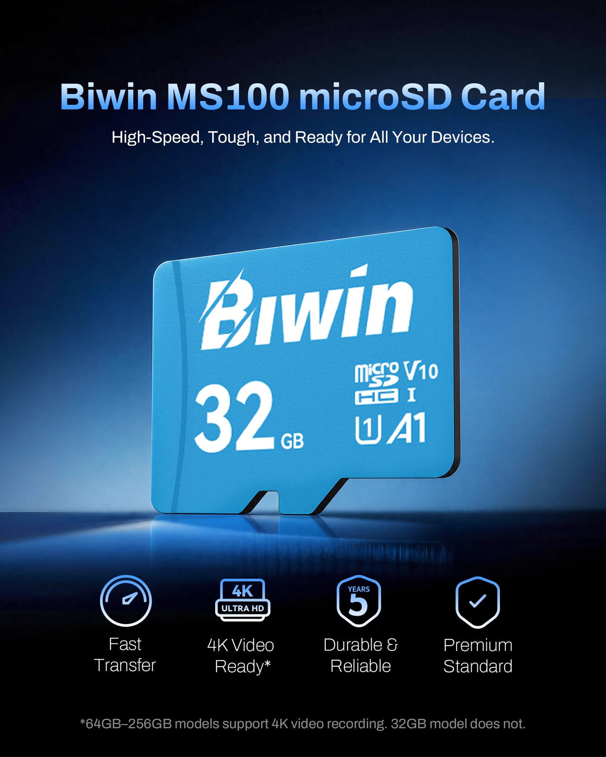 Biwin MS210 Micro SDXC SD Memory Card 512GB, Up to 210 MB/s, UHS-I V30 4K UHD A2 U3 SD Card for Digital Camera, Smartphones, Action Cams, Drones