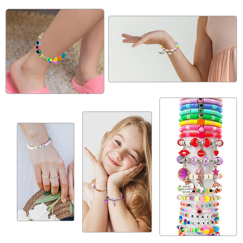 leitait Girls Toys Bracelet Making Kit -3400pcs Charm Jewelry Making Kit Supplies,Unicorn/Mermaid Crafts Birthday Christmas Gifts for Girls Ages 5 6 7 8 9 10 11 12 Years Old