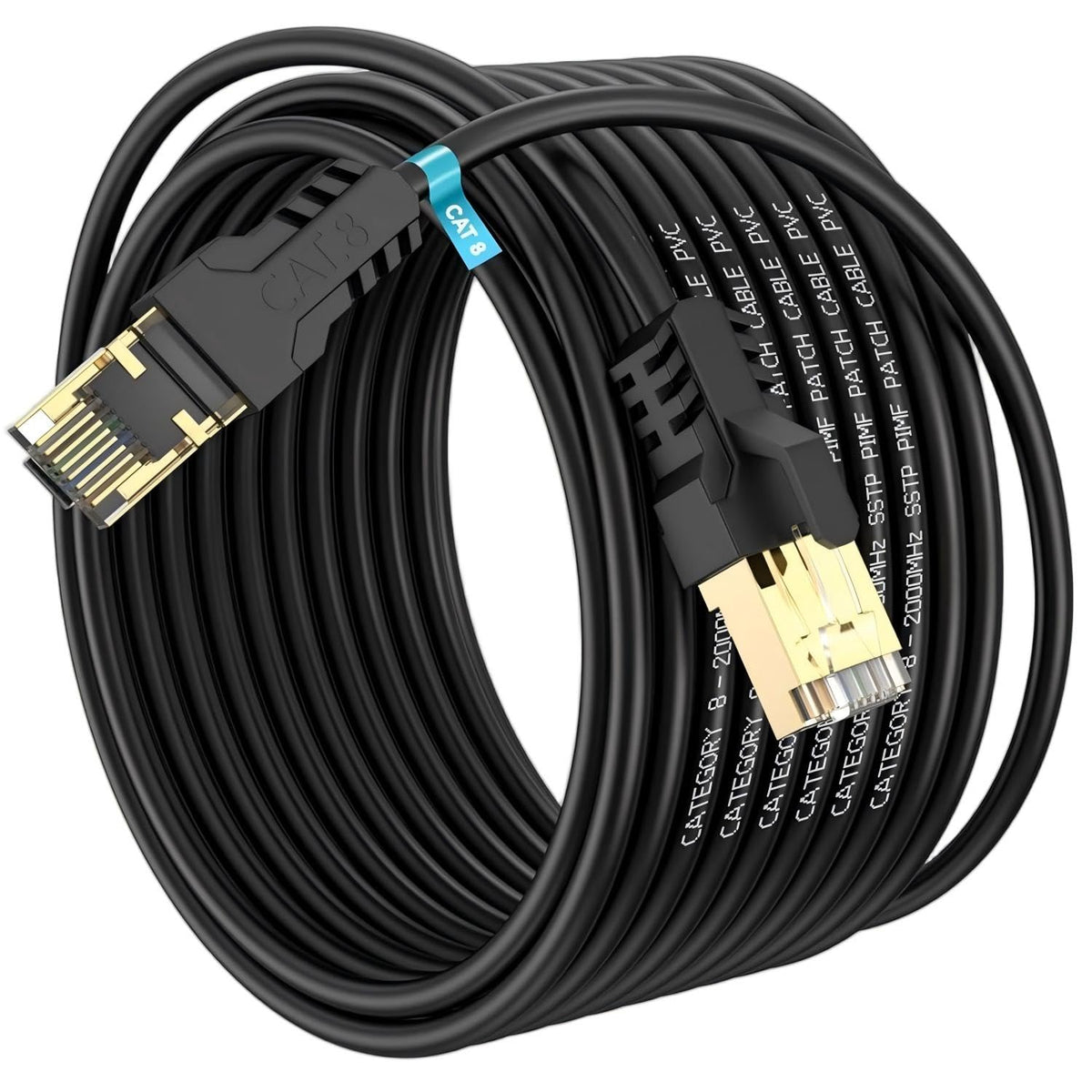 Cat 8 Ethernet Cable 0.5M, High Speed 40Gbps 2000Mhz Internet Cable, Lan Cable with Gold Plated RJ45 Connector,Weatherproof Outdoor&Indoor,for/PC/Modem/Router/Gaming, Faster Than Cat7/Cat6/Cat5