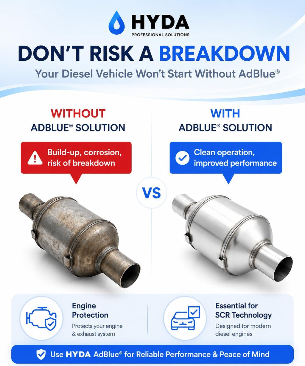 HYDA AdBlue 10 Litres Ad Blue Diesel Exhaust Fluid DEF ISO 22241 for Diesel Cars Vans Trucks Commercial Vehicles High Purity Urea Solution Easy Pour Spout Included