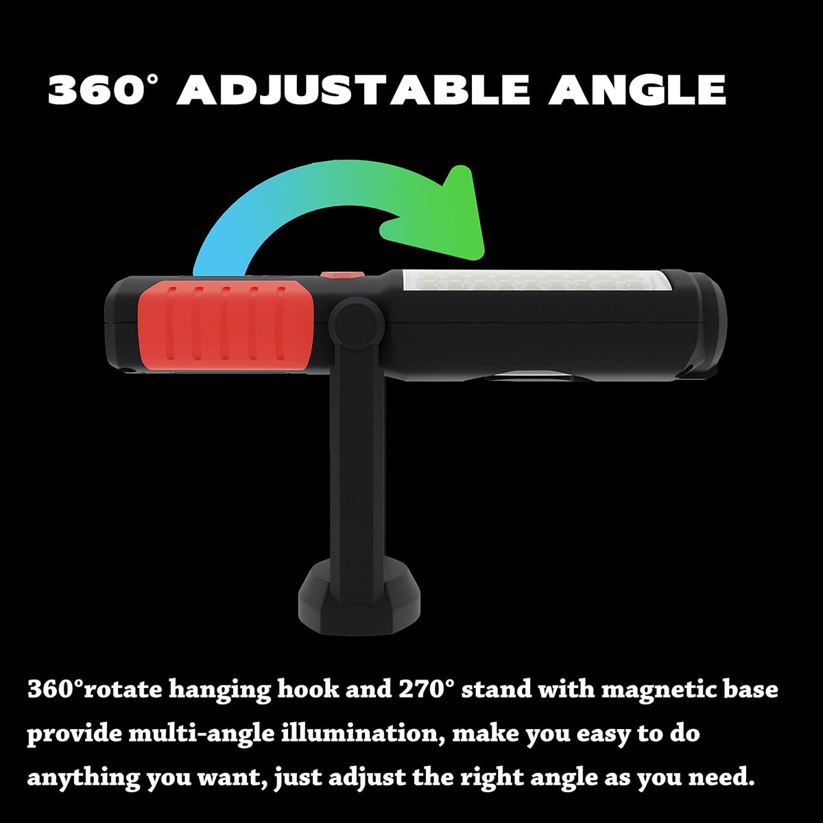 Wolfteeth LED Torches , 36+5 Magnetic Work Light Portable Flashlight Inspection Lamp Camping Light, 360 Degree Hanging Rotary Hook and 270 Degree Magnet Stand Base for Home Work Emergency Use 7192