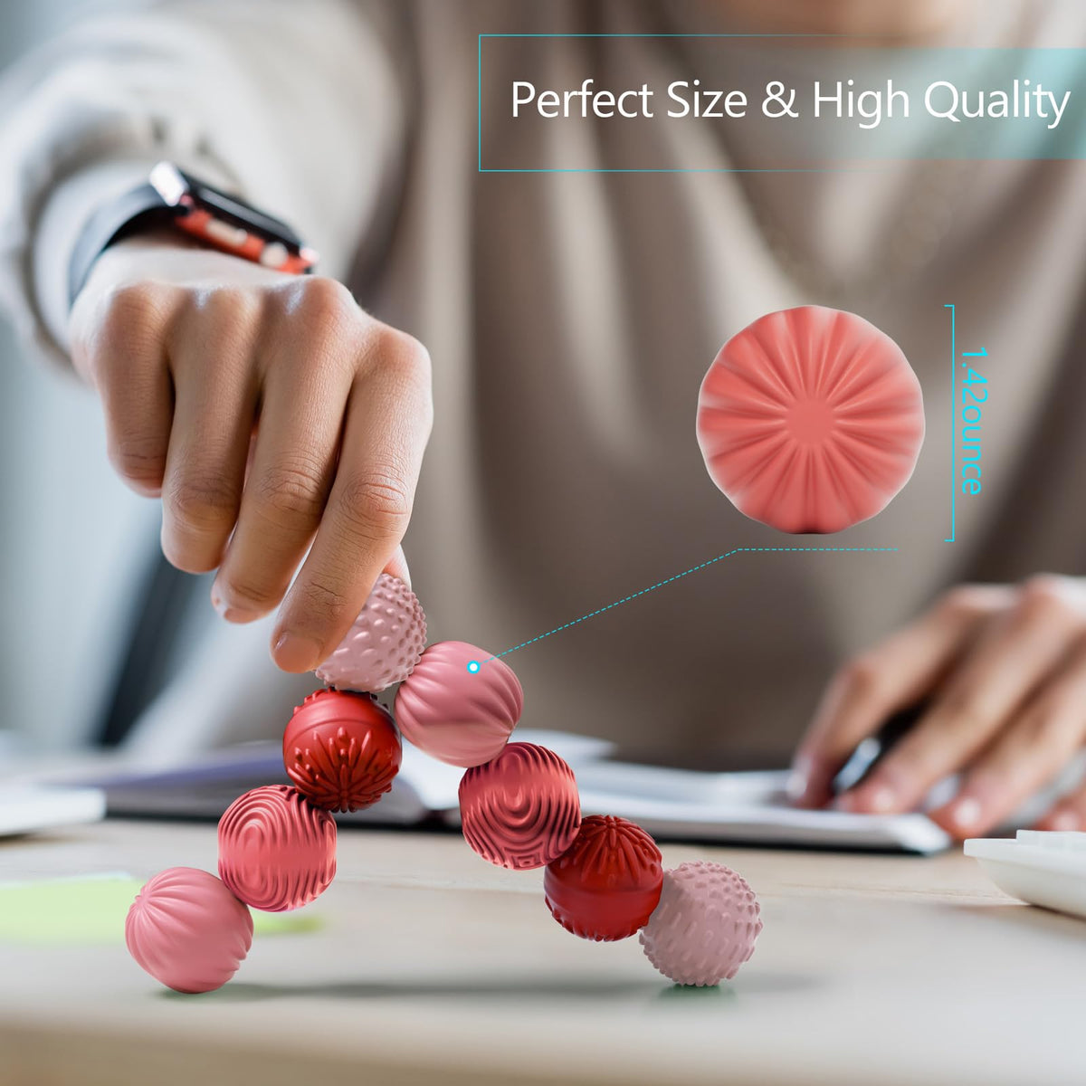 Silicone Magnetic Balls Fidget Toys for Adults & Teens,4PCS Stress Relief Sensory Toys for Autism ADHD Anxiety,Fun Textures Gadgets,Office Desk Toy,Stocking Stuffers for Women Men Teen Gift