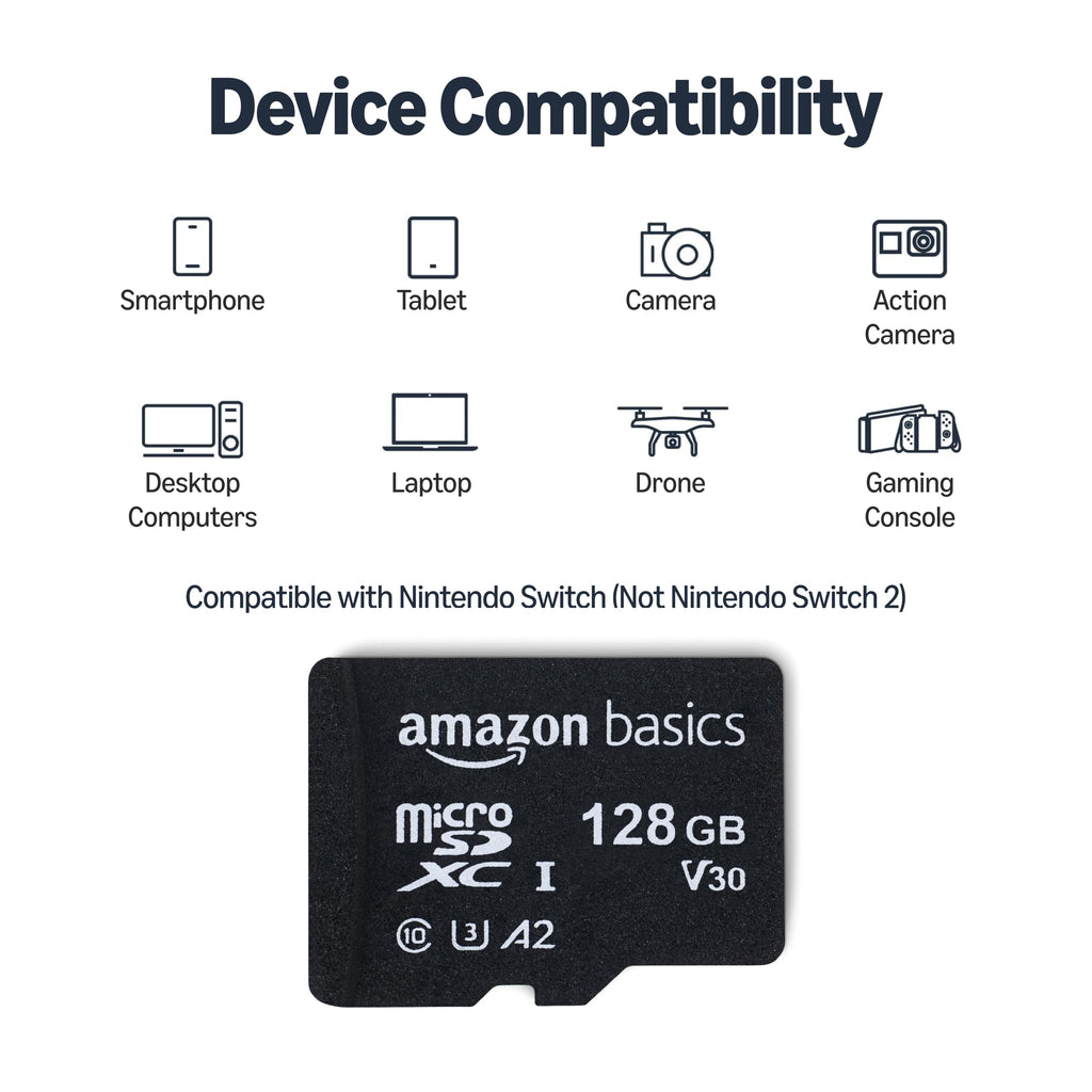 Amazon Basics 1TB Micro SD Card, Read Speed Up to 200MB/s, 1-Pack