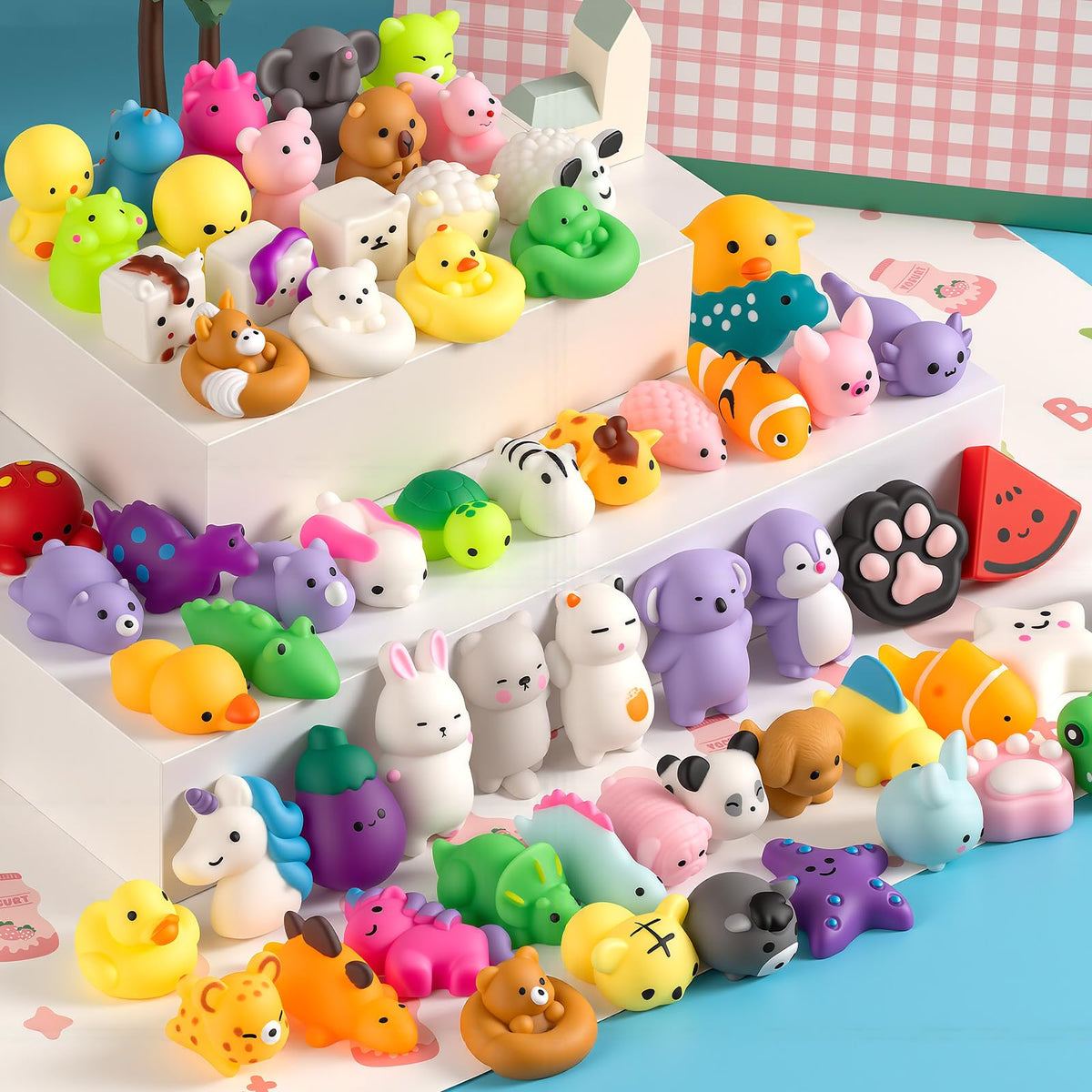 25 Pack Squishy Toys, Mini Mochi Squishies for Kids, Cute Squishy Toys, Soft Sensory Fidget Toys, Halloween Squishies, Party Favors, Treasure Box Prizes & Classroom Rewards