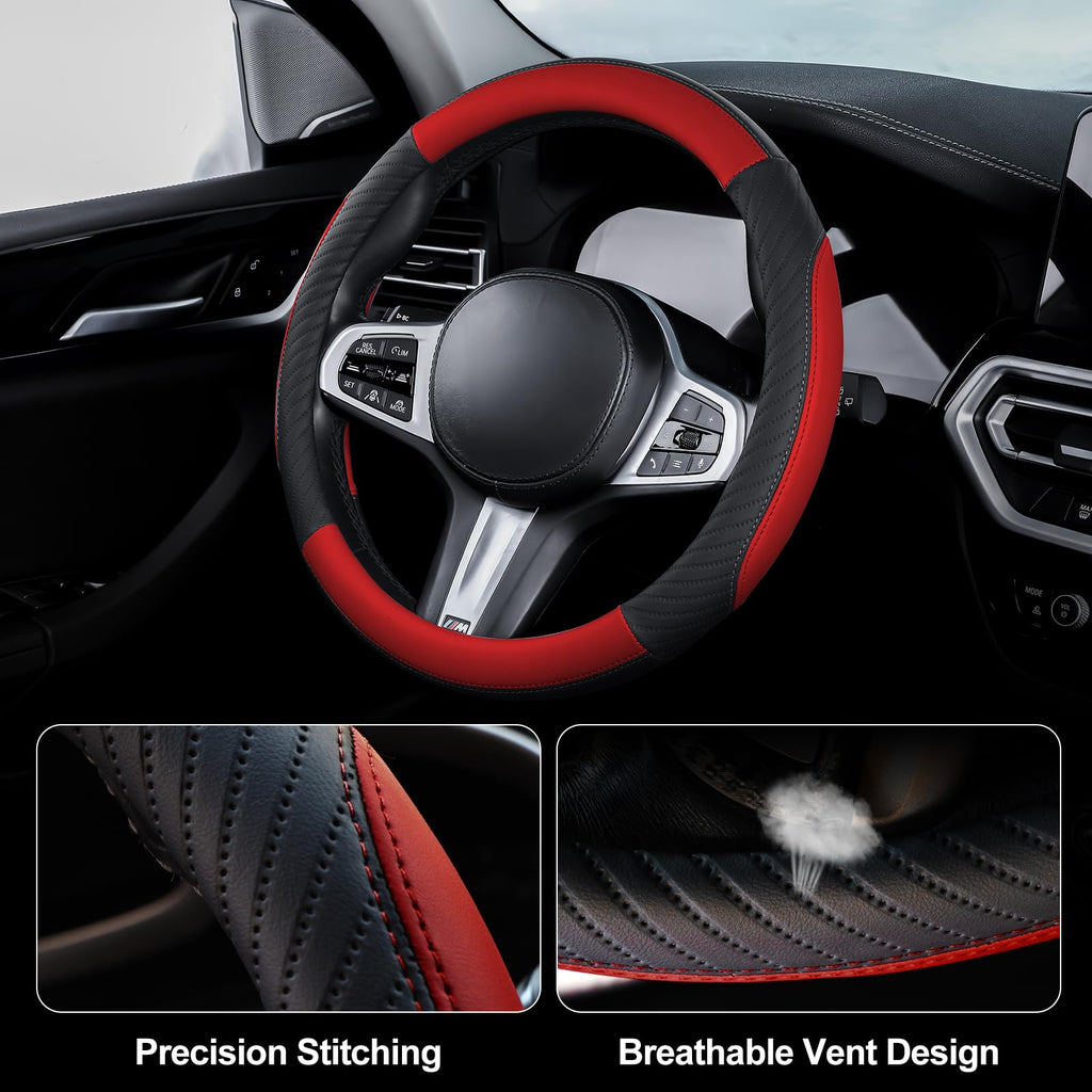 Universal Car Steering Wheel Cover Leather 37-38 cm Soft Microfiber - Gray