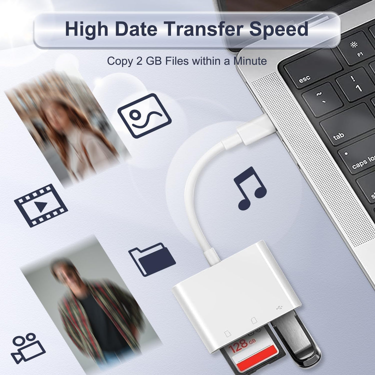 USB C SD Card Reader for iPhone 15 16 17, iPad Pro/mini/Air, MacBook Air/Pro, Samsung S25/S24,Type C Card Reader with Dual Slot Memory Card Reader Trail Camera Card Viewer USB C to SD Card OTG Adapter