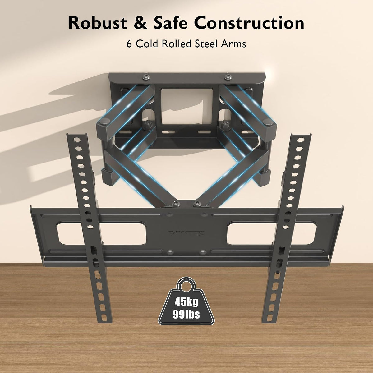 BONTEC TV Wall Bracket for 23-70 Inch TVs, Full Motion Wall Mount, 45 kg