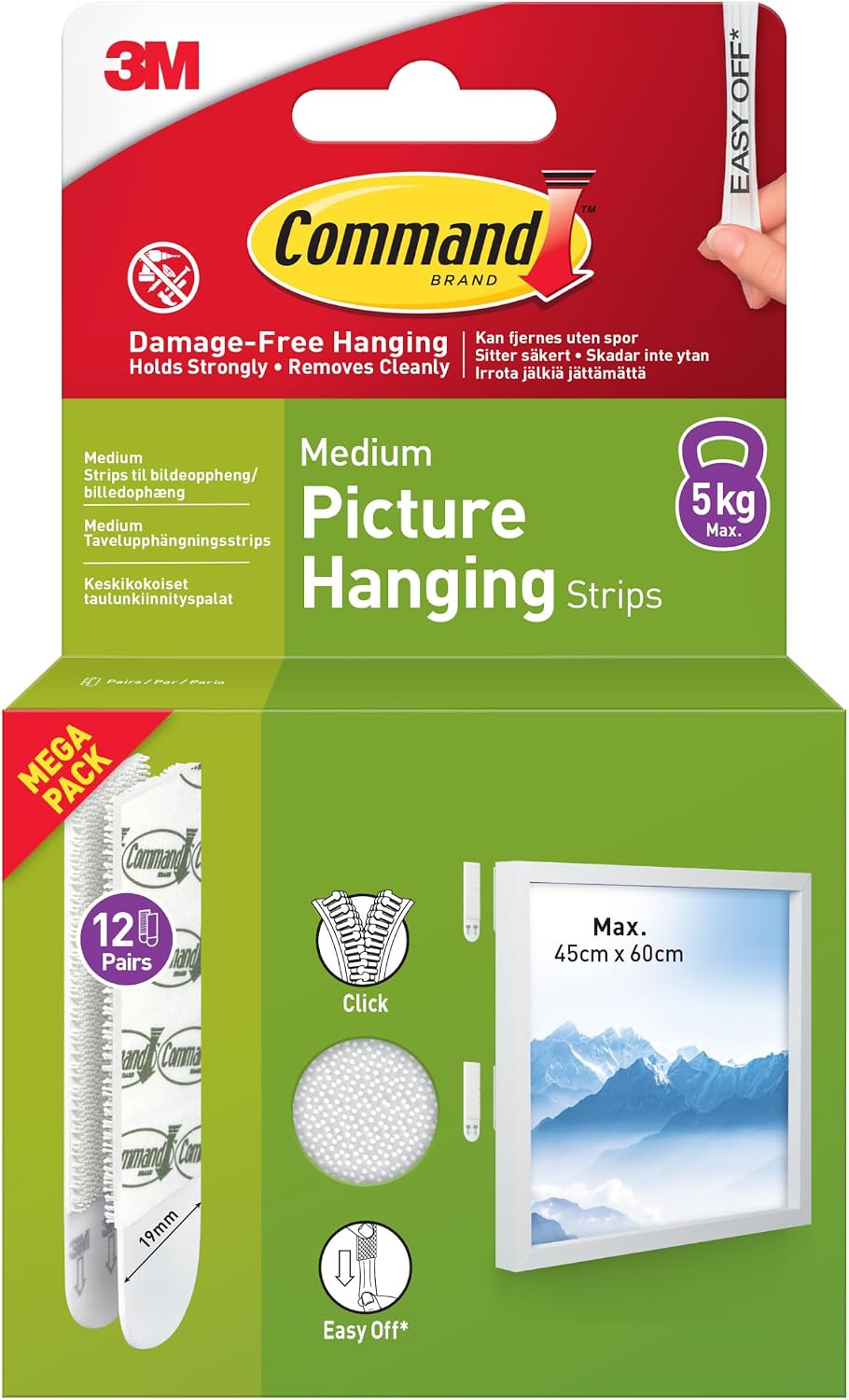 Command Picture Hanging Strips, Medium, 12 Pairs (24 Adhesive Strips)