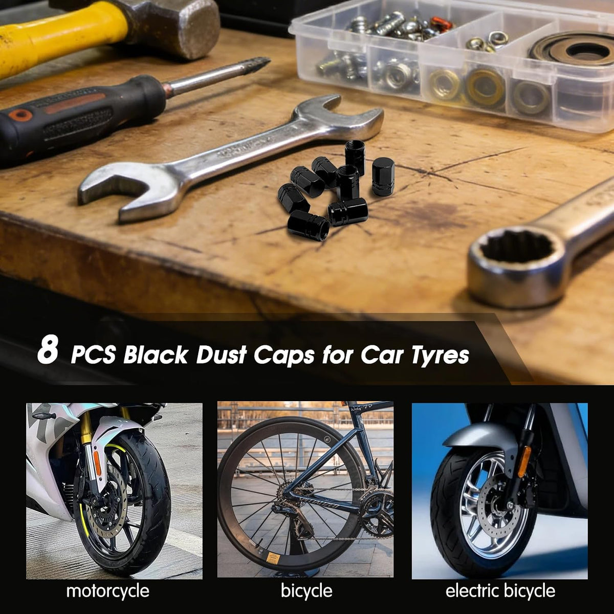 Aluminum Tire Valve Caps,8 Pcs Dustproof Stem Covers