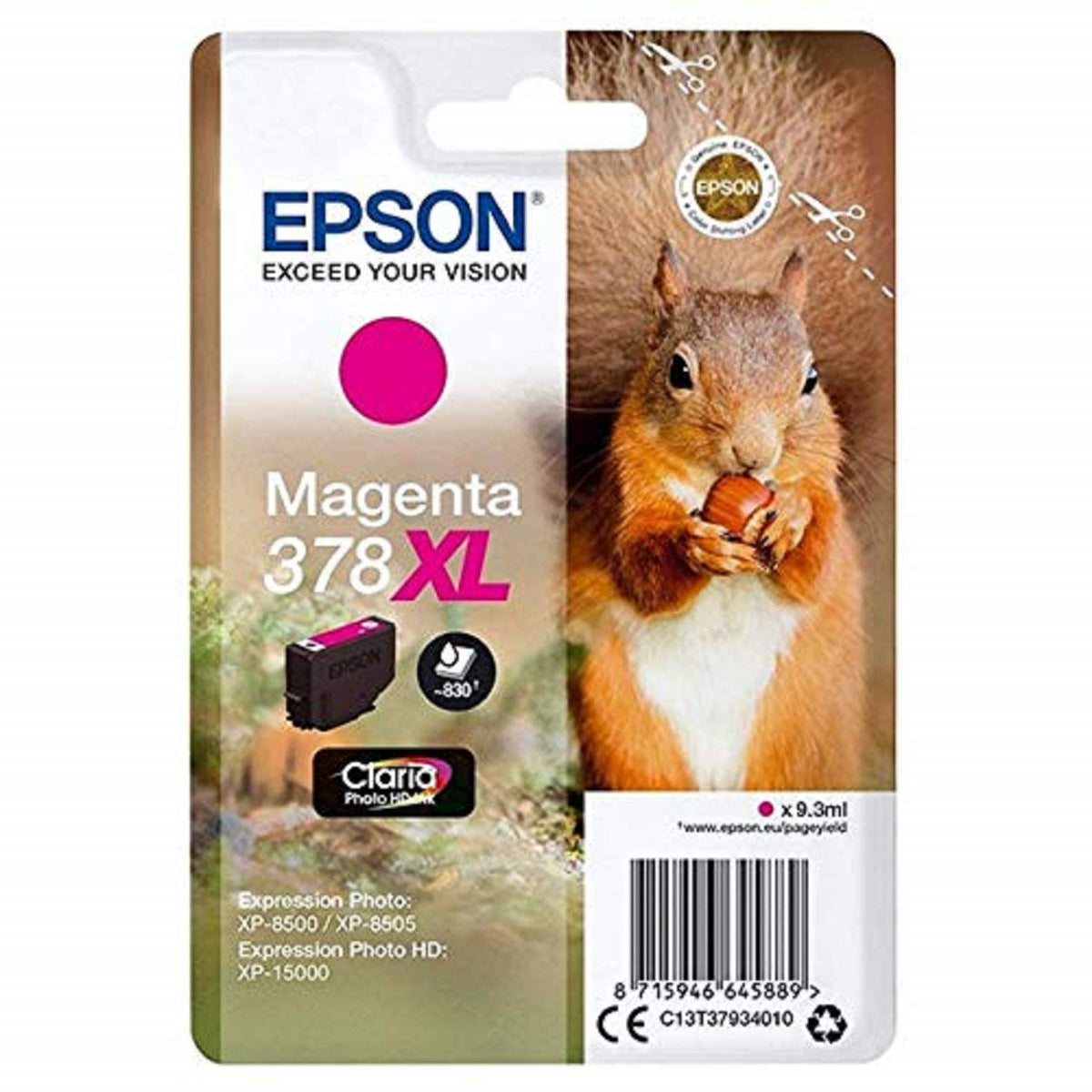 Epson 378 Black Squirrel Genuine, Claria Photo HD Ink Cartridge, Standard Capacity