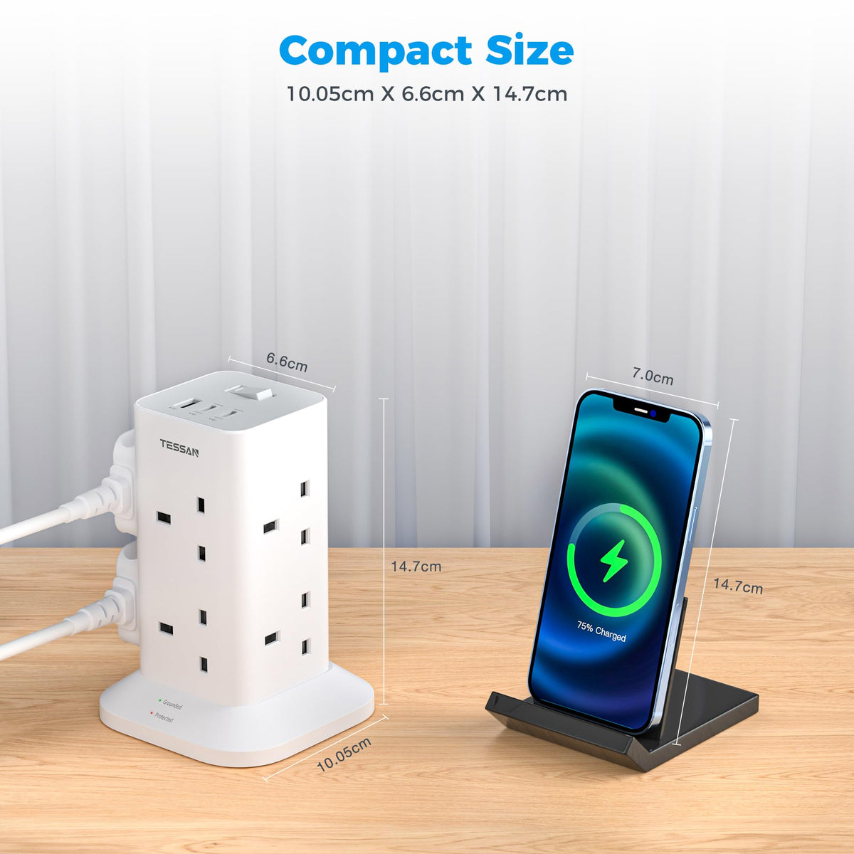 TESSAN Tower Extension Lead 5M with USB C Slots