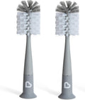 Munchkin 2 Pack Bristle Bottle Brushes for Baby Cups | Built-in Teat | Grey