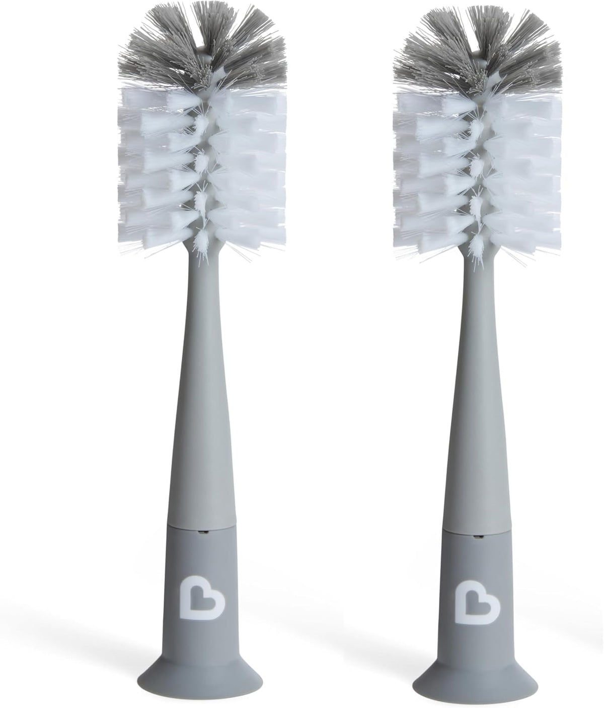 Munchkin 2 Pack Bristle Bottle Brushes for Baby Cups | Built-in Teat | Grey