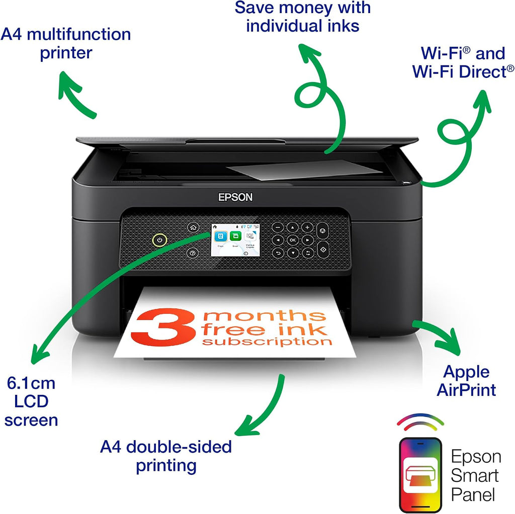 Epson Expression Home XP-4200 3-in-1 Ink Multifunction Printer, Scanner, Copier, WiFi, 1440dpi, Duplex, 2.4 Inch Display, DIN A4, incl. 3 Months Readyprint Flex Trial
