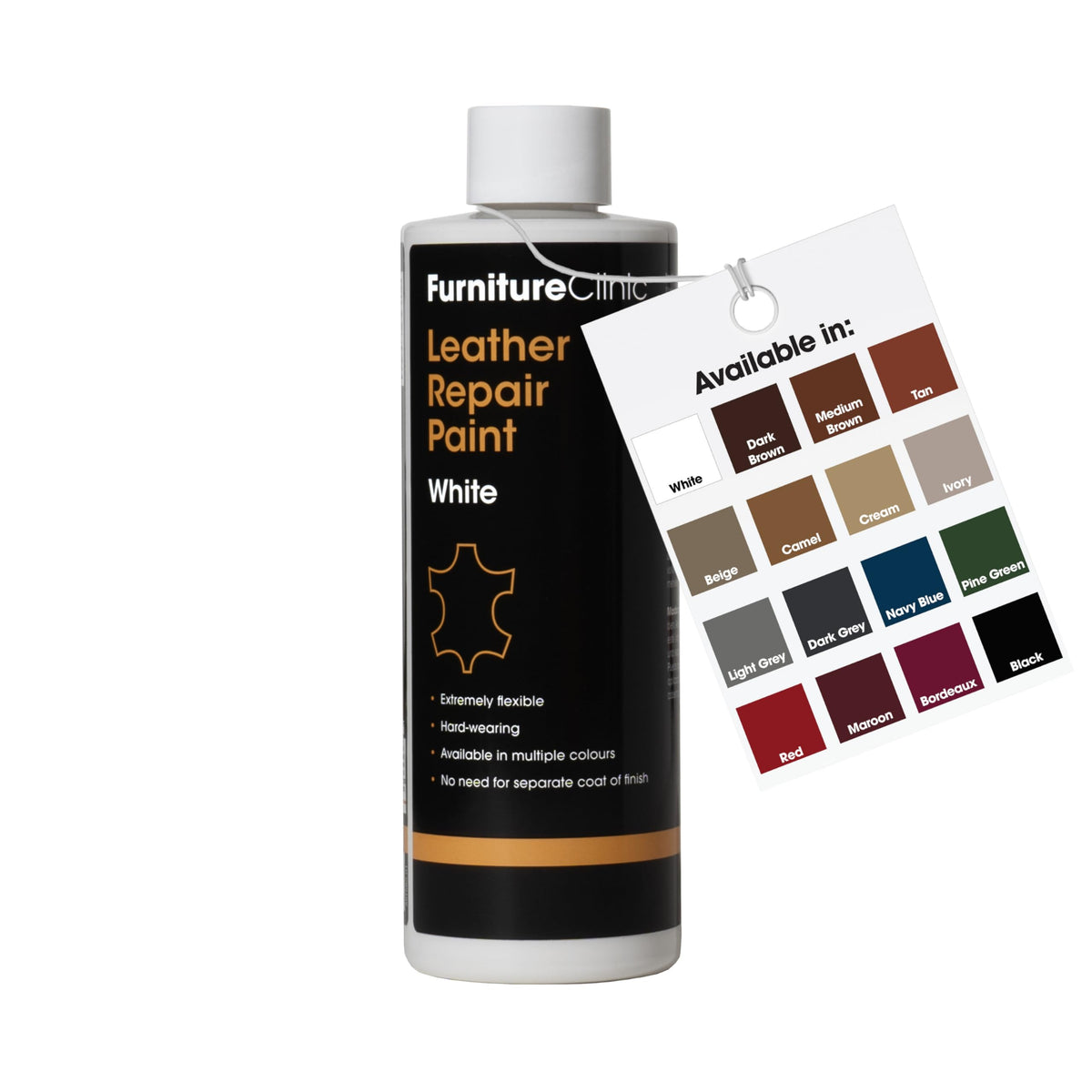 Furniture Clinic Leather Repair Paint & Dye | Self Seal Colourant for Quick and Easy Leather Repair | Suitable for Sofas, Car Seat, Shoes, Handbag, and More - Dark Brown, 250ml