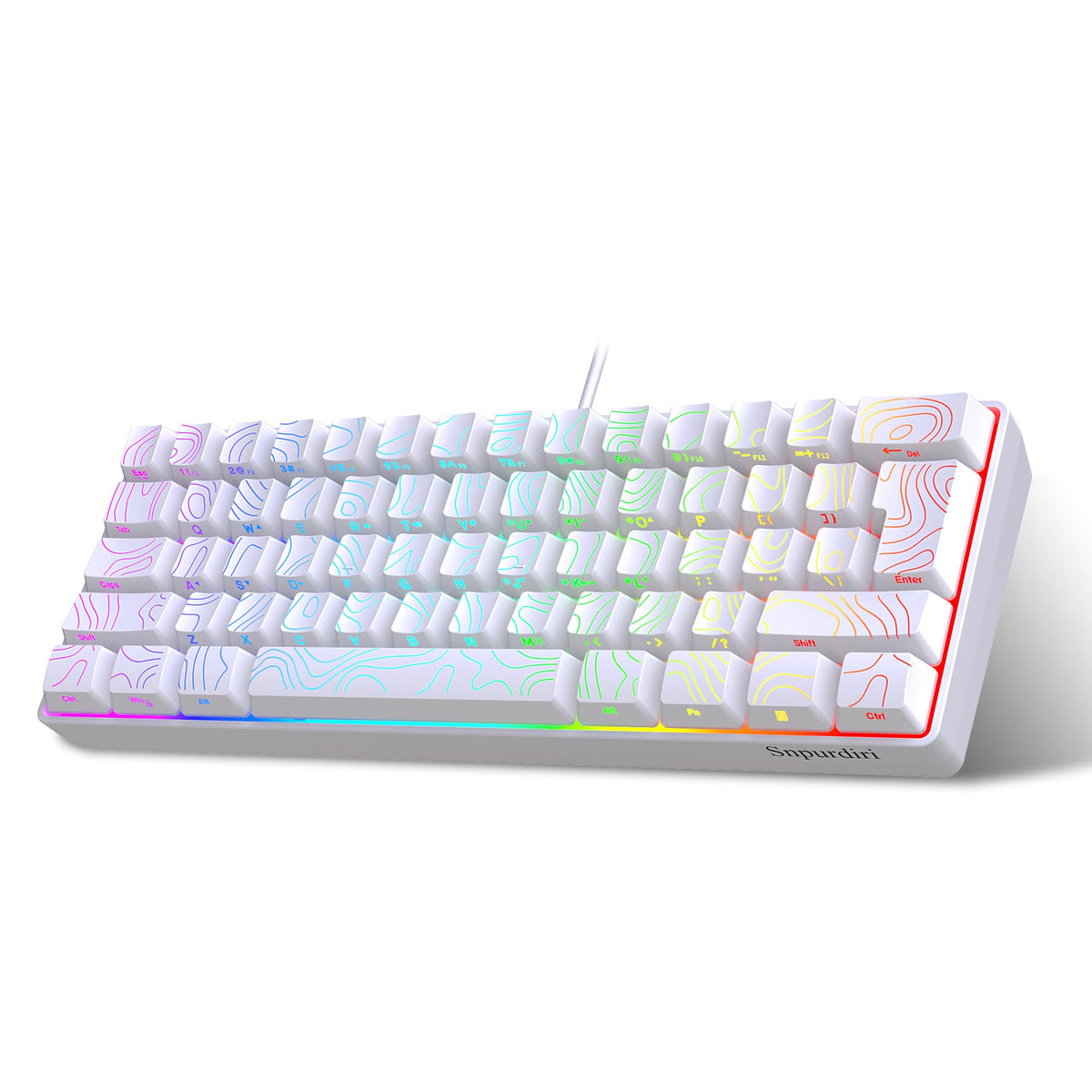 Snpurdiri 2.4G 60% Wireless Gaming Keyboard and Mouse Combo (White-Grey)