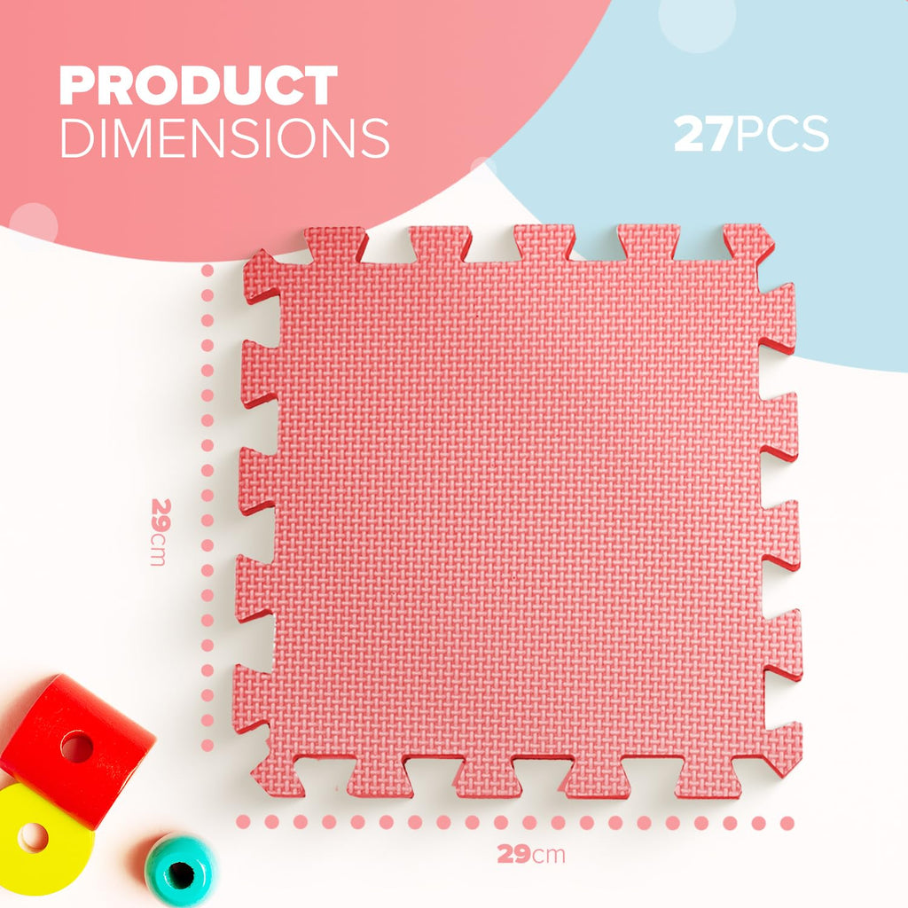 kidoola Foam Baby Play Mat (29x29cm) – Thick & Soft EVA Foam Interlocking Floor Tile Matting for Children – Large Multi Colour, Safe & Comfortable 7mm Thick Play Flooring (27pc)