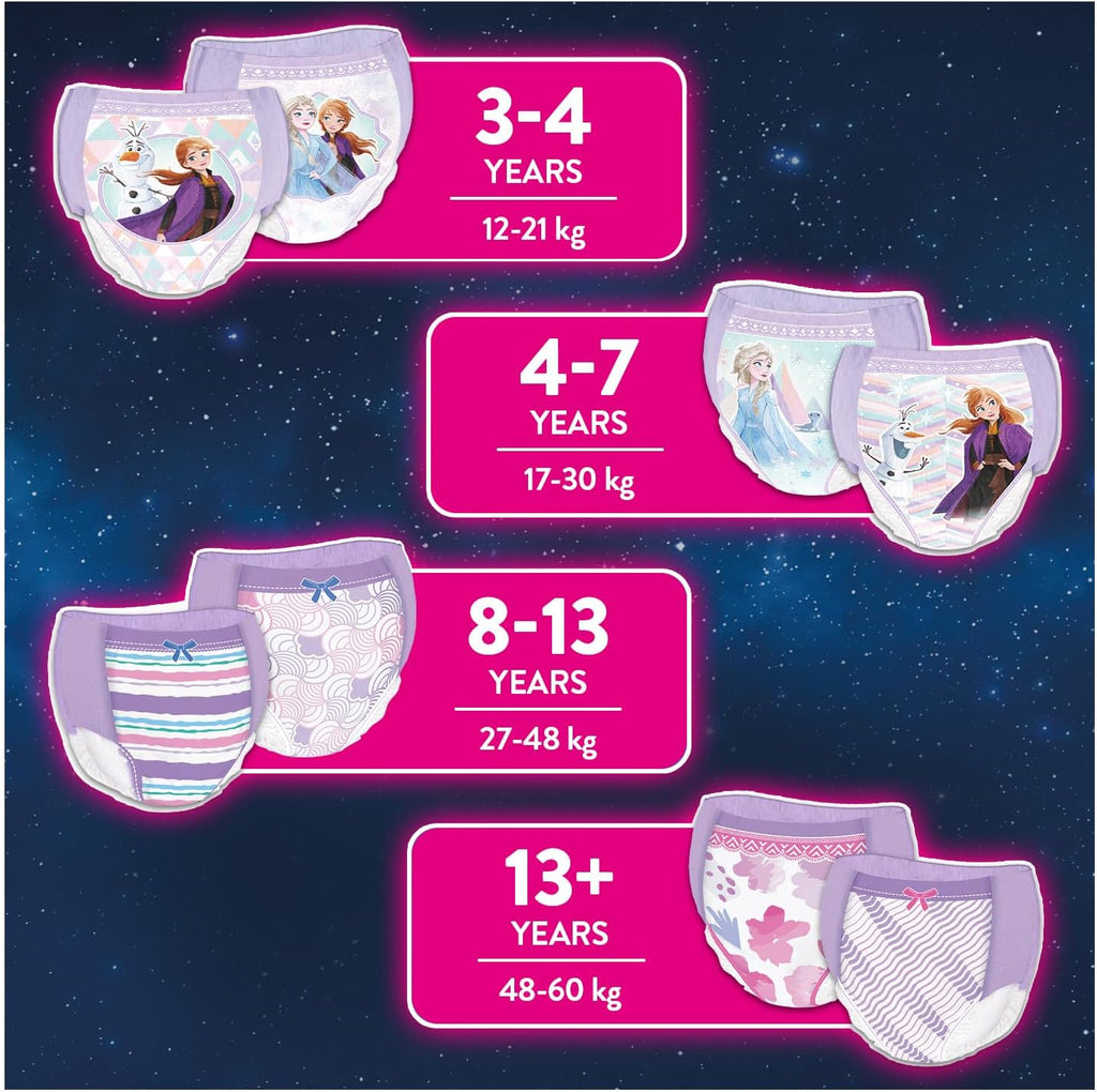 HUGGIES DryNites, Pyjama Pants, Girls 8-13 Years (30-48KG), 52 x Bedwetting Pants, Up to 100% Leak Free Nights